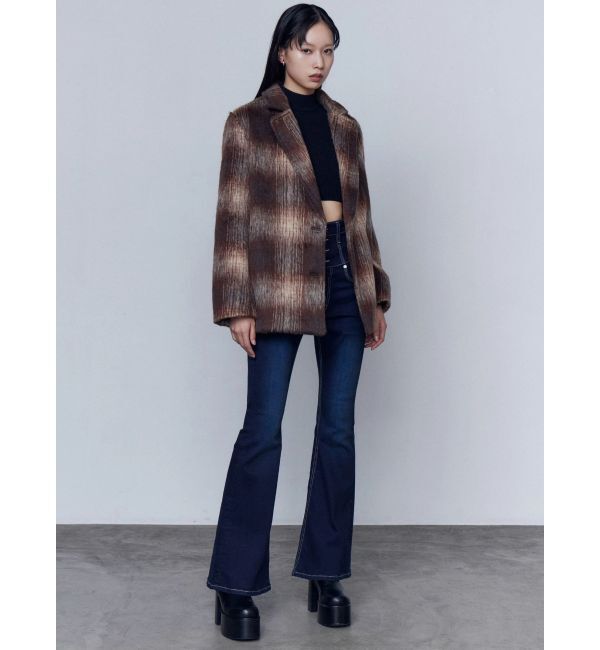 EMODA「バックリボンフレアハイウエストパギンス」|デニム|