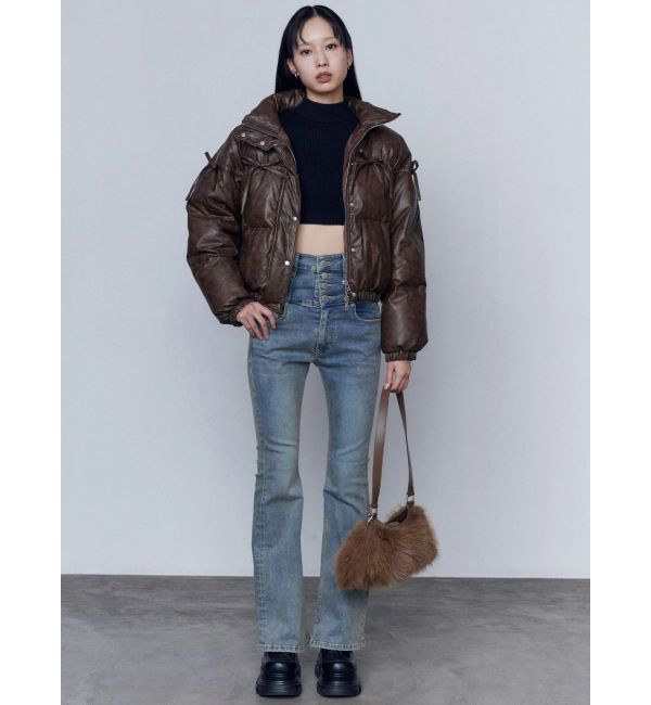 EMODA「バックリボンフレアハイウエストパギンス」|デニム|