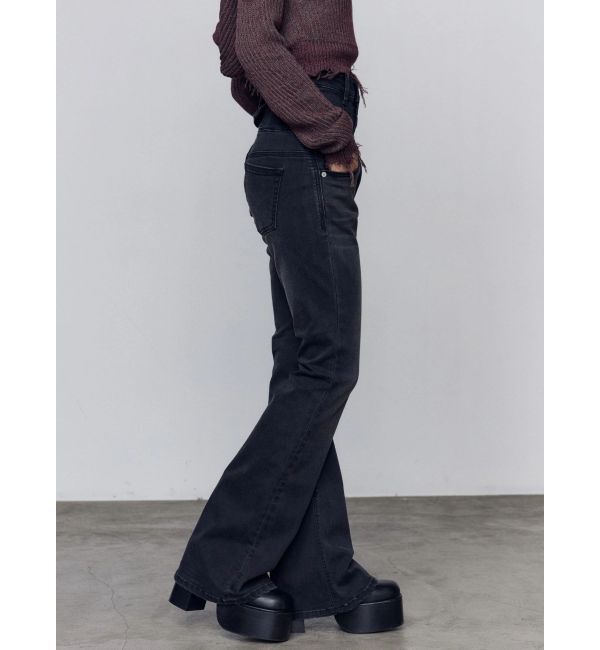 EMODA「バックリボンフレアハイウエストパギンス」|デニム|