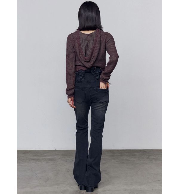 EMODA「バックリボンフレアハイウエストパギンス」|デニム|