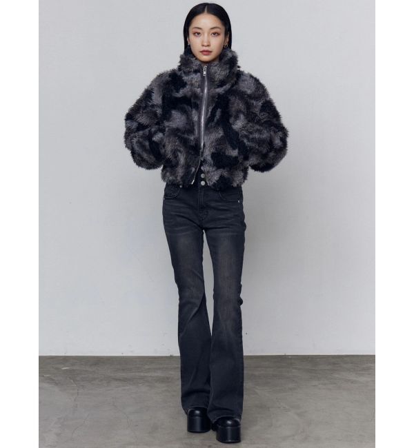 EMODA「バックリボンフレアハイウエストパギンス」|デニム|