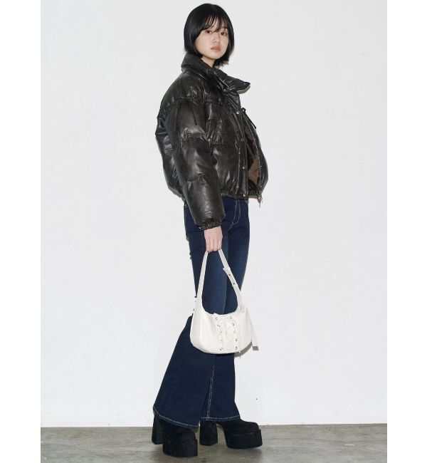 EMODA「バックリボンフレアハイウエストパギンス」|デニム|