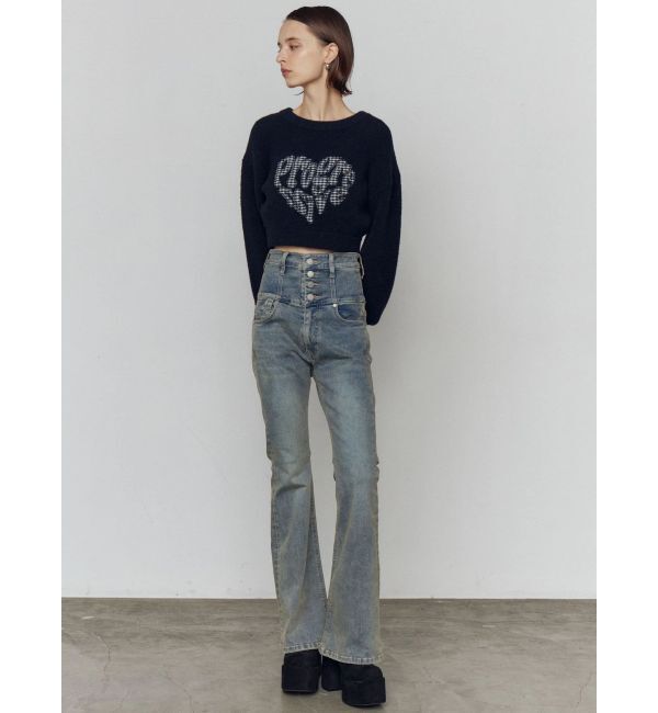 EMODA「バックリボンフレアハイウエストパギンス」|デニム|