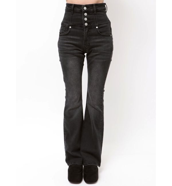 EMODA「バックリボンフレアハイウエストパギンス」|デニム|