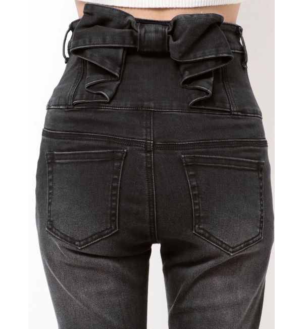 EMODA「バックリボンフレアハイウエストパギンス」|デニム|