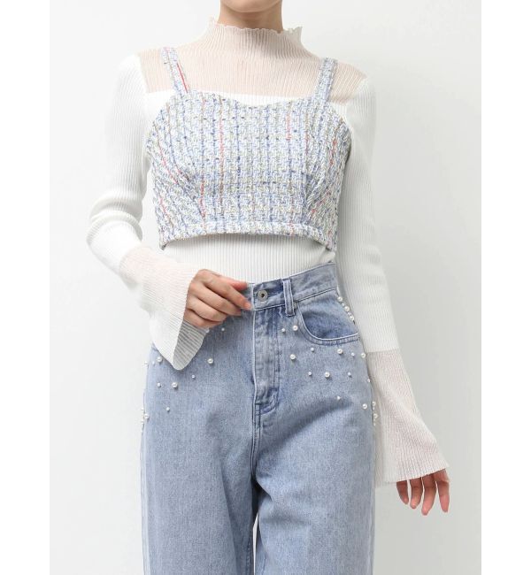 MERCURYDUO「オリジナルツイードビスチェ【セットアップ着用可】」|シャツ・ブラウス|アイスブルー