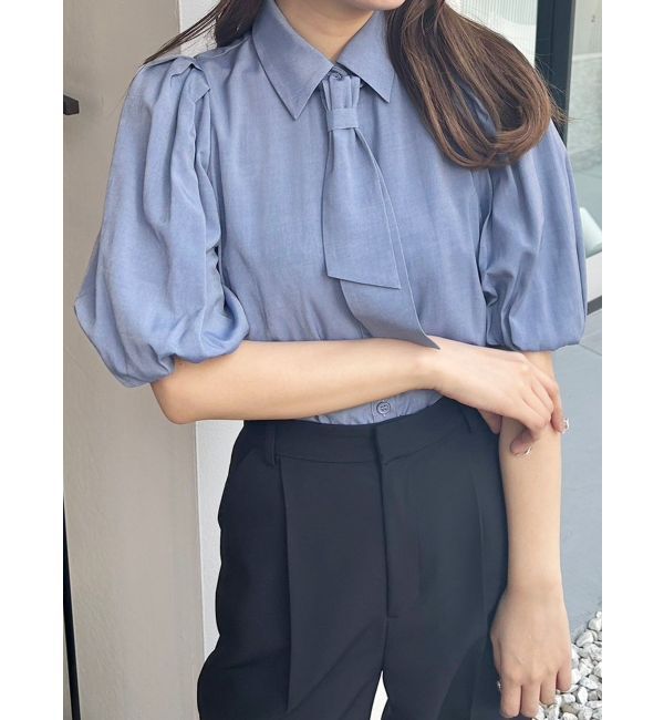 MERCURYDUO「3WAYネクタイバルーンスリーブブラウス」|シャツ・ブラウス|ネイビー