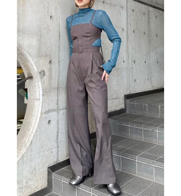 MURUA「サイドカットロンパース」|オールインワン|モカ