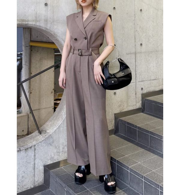 MURUA「テーラードノースリオールインワン」|オールインワン|モカ