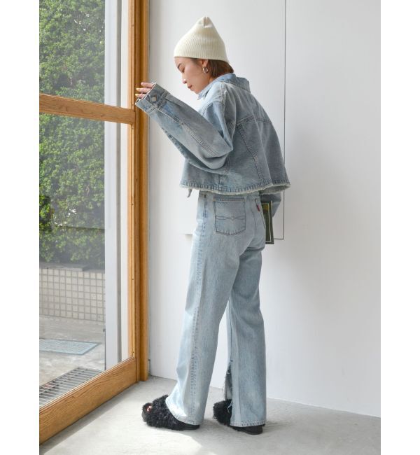 Ungrid「箔プリントスリットデニム」|デニム|