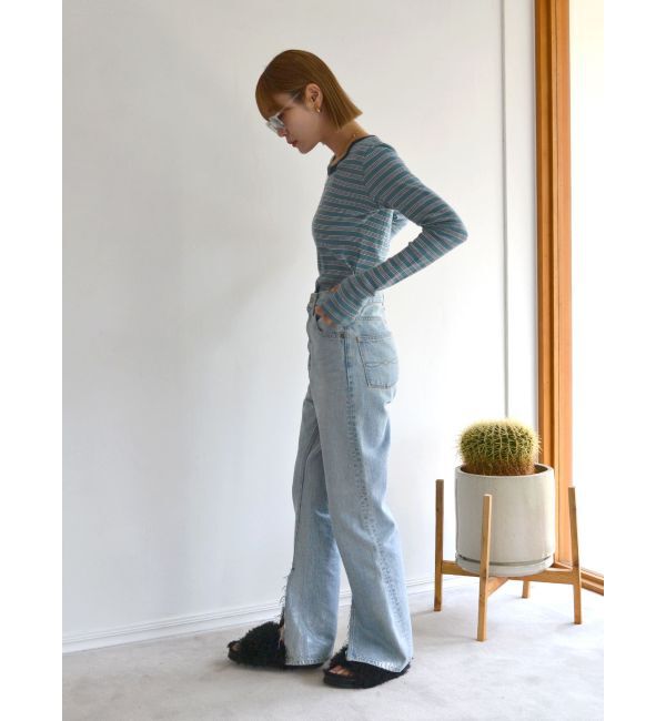 Ungrid「箔プリントスリットデニム」|デニム|