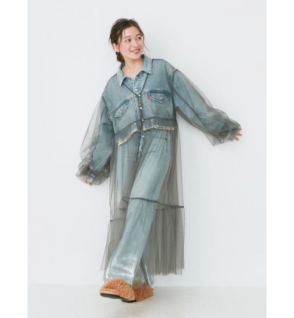 Ungrid「箔プリントスリットデニム」|デニム|