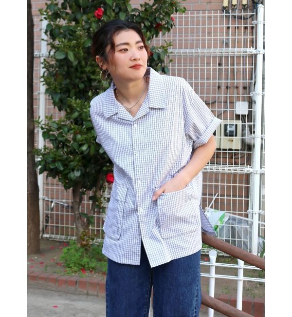 Ungrid「【WEB限定】ハーフスリーブチェックルーズシャツ」|シャツ・ブラウス|