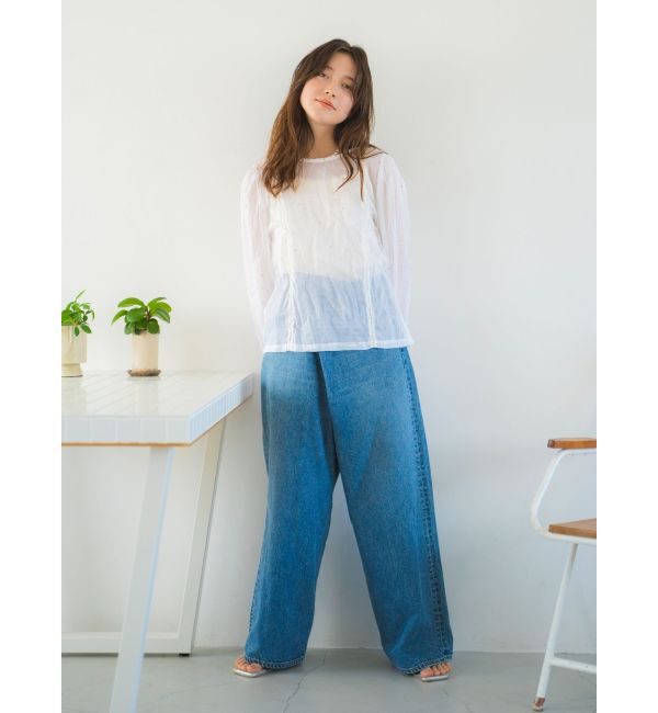 Ungrid「ラップデザインルーズデニム」|デニム|