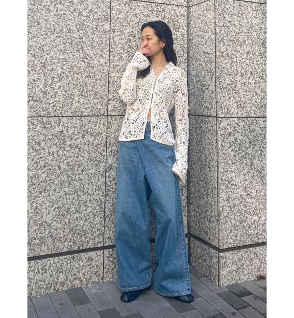 Ungrid「ラップデザインルーズデニム」|デニム|