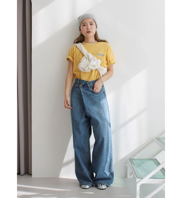 Ungrid「ラップデザインルーズデニム」|デニム|