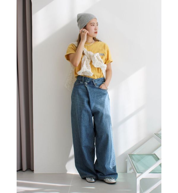 Ungrid「ラップデザインルーズデニム」|デニム|