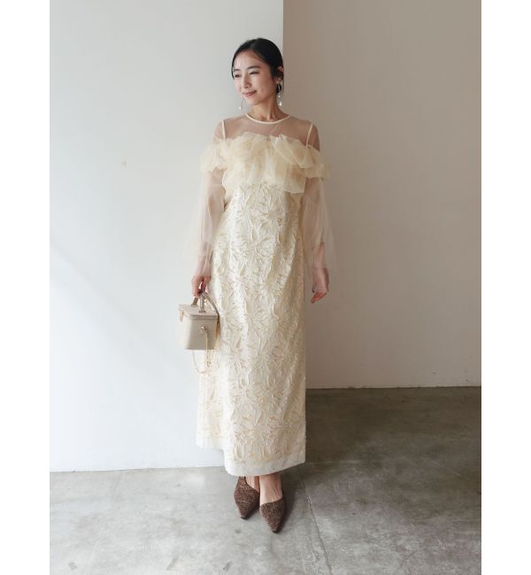 LAGUNAMOON「LADYボリュームチュールジャガードドレス」|ドレス|