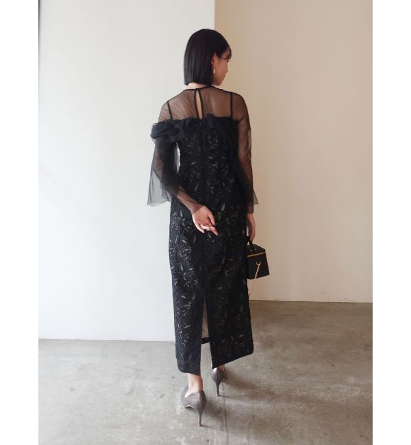 LAGUNAMOON「LADYボリュームチュールジャガードドレス」|ドレス|