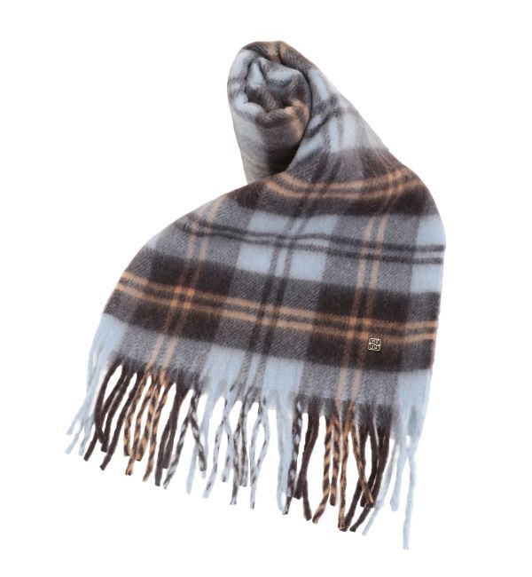 LAGUNAMOON「ワイドチェックストール」|ストール|ブラウン