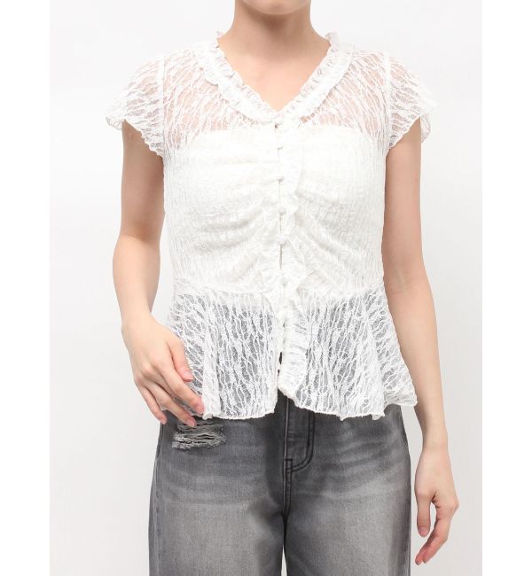 LAGUNAMOON「レースフリルペプラムトップス」|Tシャツ・カットソー|