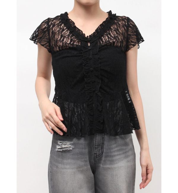 LAGUNAMOON「レースフリルペプラムトップス」|Tシャツ・カットソー|