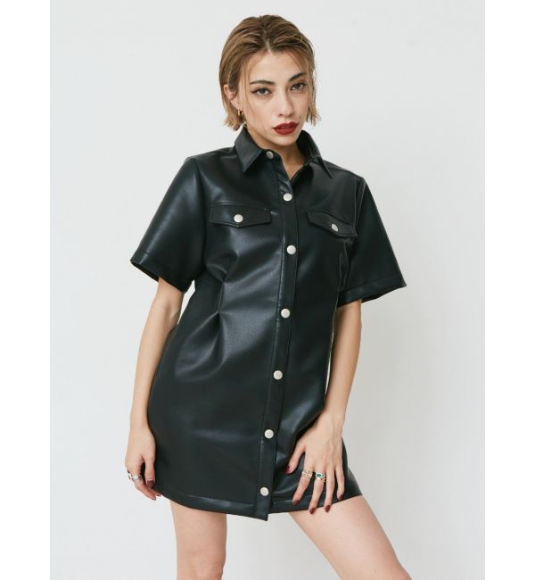 EVRIS「フェイクレザーミニワンピース」|ワンピース|