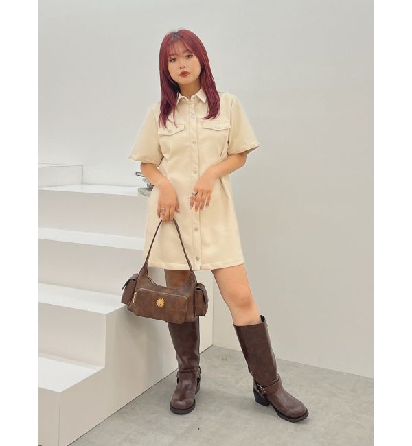 EVRIS「フェイクレザーミニワンピース」|ワンピース|