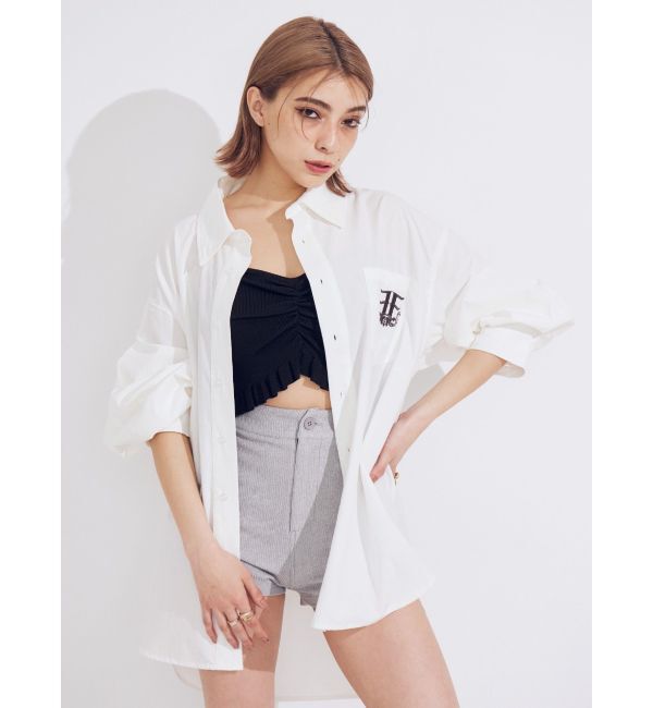 EVRIS「E emblemオーバーサイズシャツ」|シャツ・ブラウス|ホワイト