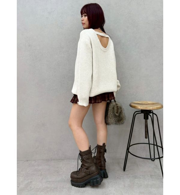 EVRIS「ワンポイントバックオープンニットトップス」|ニット・セーター|