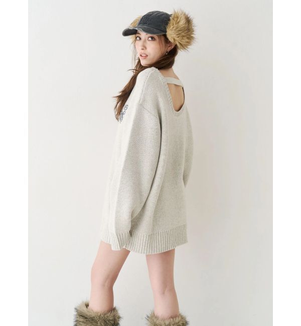 EVRIS「ワンポイントバックオープンニットトップス」|ニット・セーター|