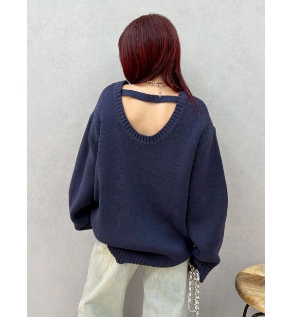 EVRIS「ワンポイントバックオープンニットトップス」|ニット・セーター|