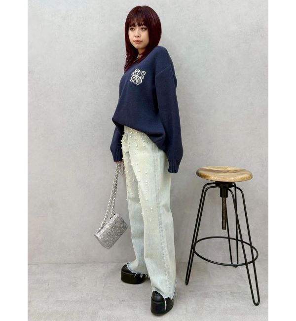 EVRIS「ワンポイントバックオープンニットトップス」|ニット・セーター|