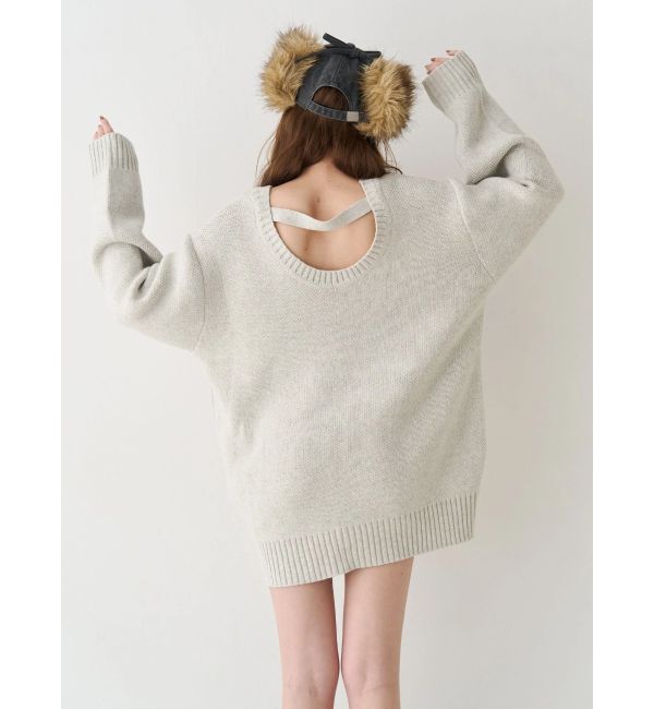 EVRIS「ワンポイントバックオープンニットトップス」|ニット・セーター|