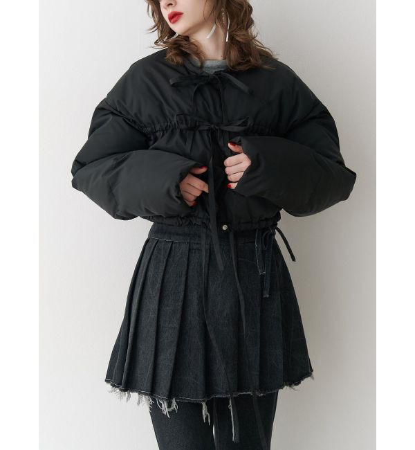 jouetie「フロントリボンショートパッファブルゾン」|ブルゾン・スタジャン|