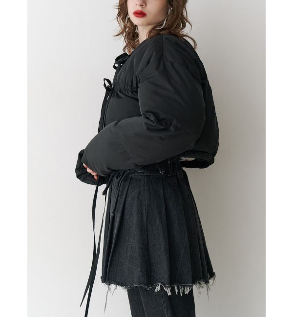 jouetie「フロントリボンショートパッファブルゾン」|ブルゾン・スタジャン|ブラック