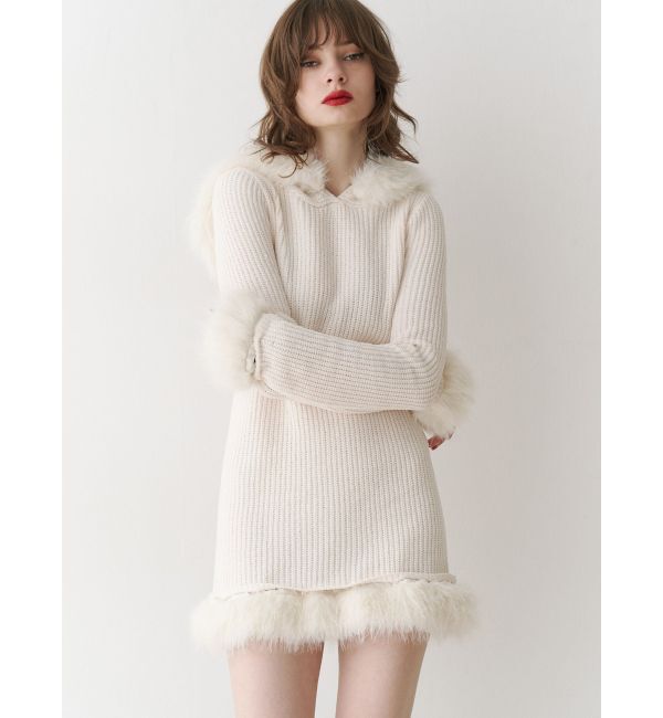 jouetie「ポイントファーモールニットワンピース」|ワンピース|