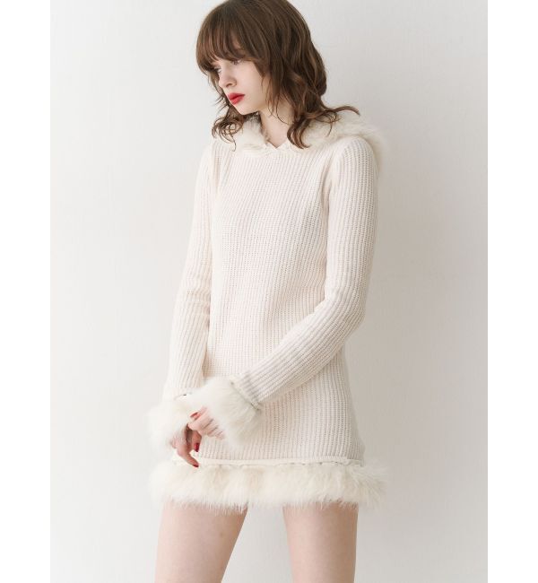 jouetie「ポイントファーモールニットワンピース」|ワンピース|