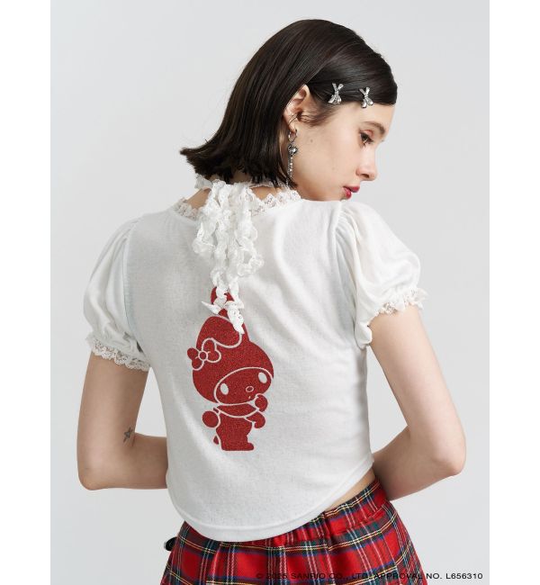 jouetie「【メロクロコラボ】My Melodyフリルチョーカーリボントップス」|Tシャツ・カットソー|