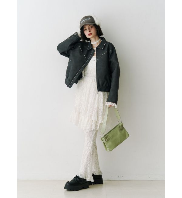 jouetie「フェイクレザースタッズブルゾン」|ブルゾン・スタジャン|