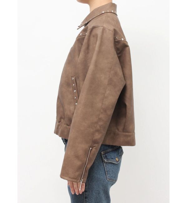 jouetie「フェイクレザースタッズブルゾン」|ブルゾン・スタジャン|