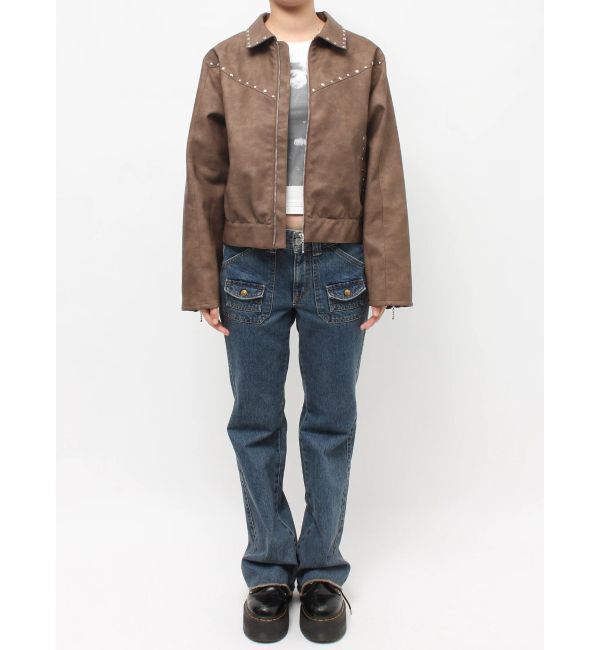 jouetie「フェイクレザースタッズブルゾン」|ブルゾン・スタジャン|