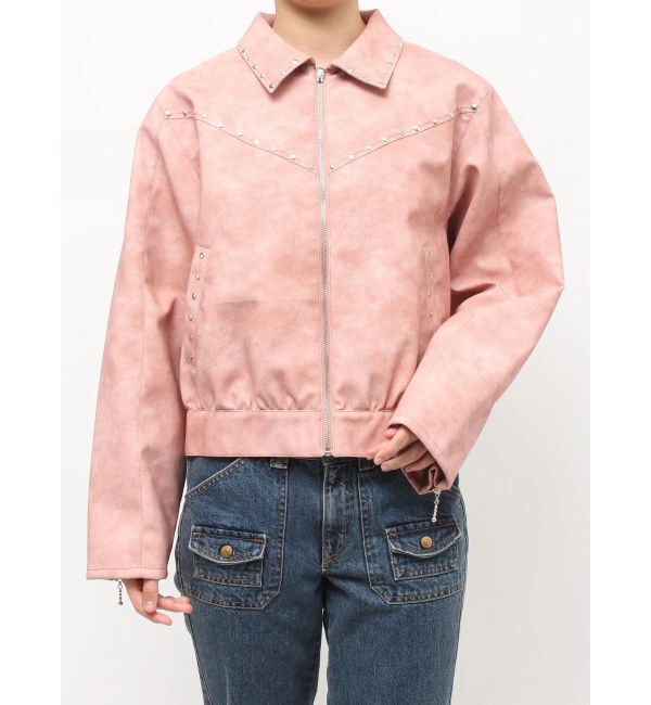 jouetie「フェイクレザースタッズブルゾン」|ブルゾン・スタジャン|