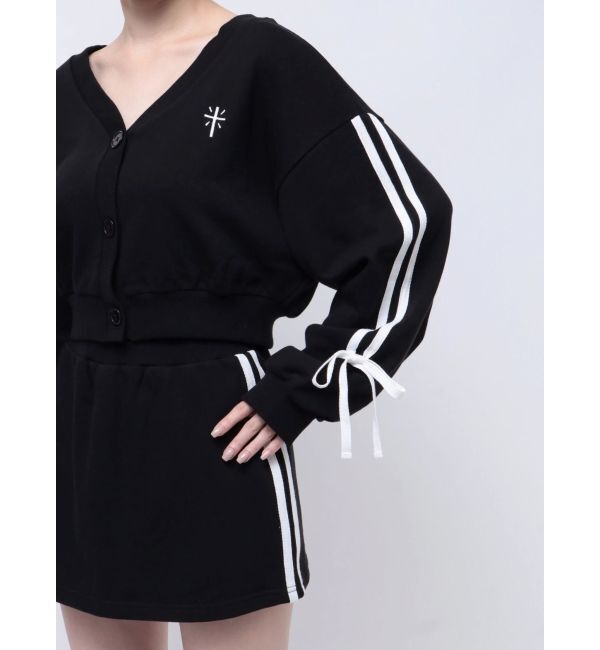 GYDA「クロスポイント2ラインショートスウェットカーディガン【SETUP着用可】」|カーディガン|