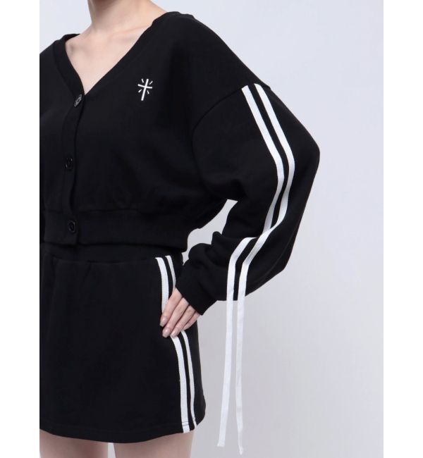 GYDA「クロスポイント2ラインショートスウェットカーディガン【SETUP着用可】」|カーディガン|