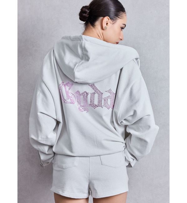 GYDA「BACK GYDAラインストーンラメパーカー」|カーディガン|