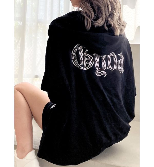 GYDA「BACK GYDAラインストーンラメパーカー」|カーディガン|