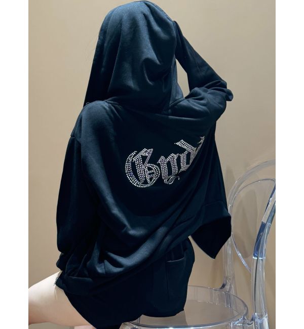 GYDA「BACK GYDAラインストーンラメパーカー」|カーディガン|