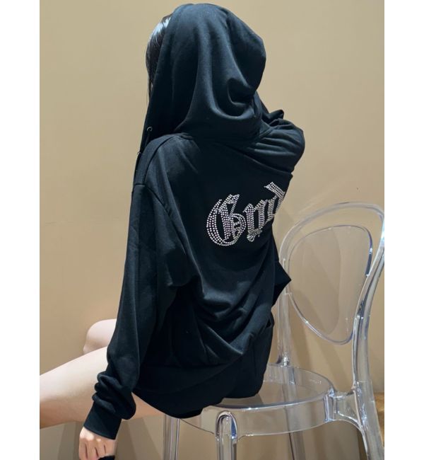 GYDA「BACK GYDAラインストーンラメパーカー」|カーディガン|