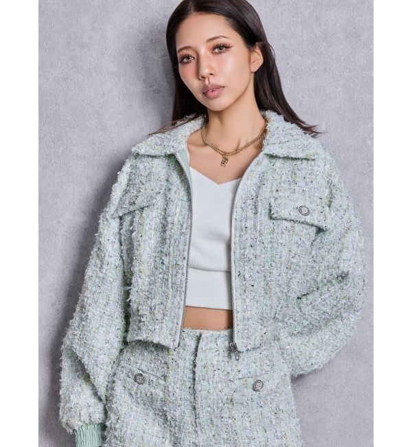 GYDA「Symmetry GYDAラメツイードジャケット」|その他|ミントグリーン